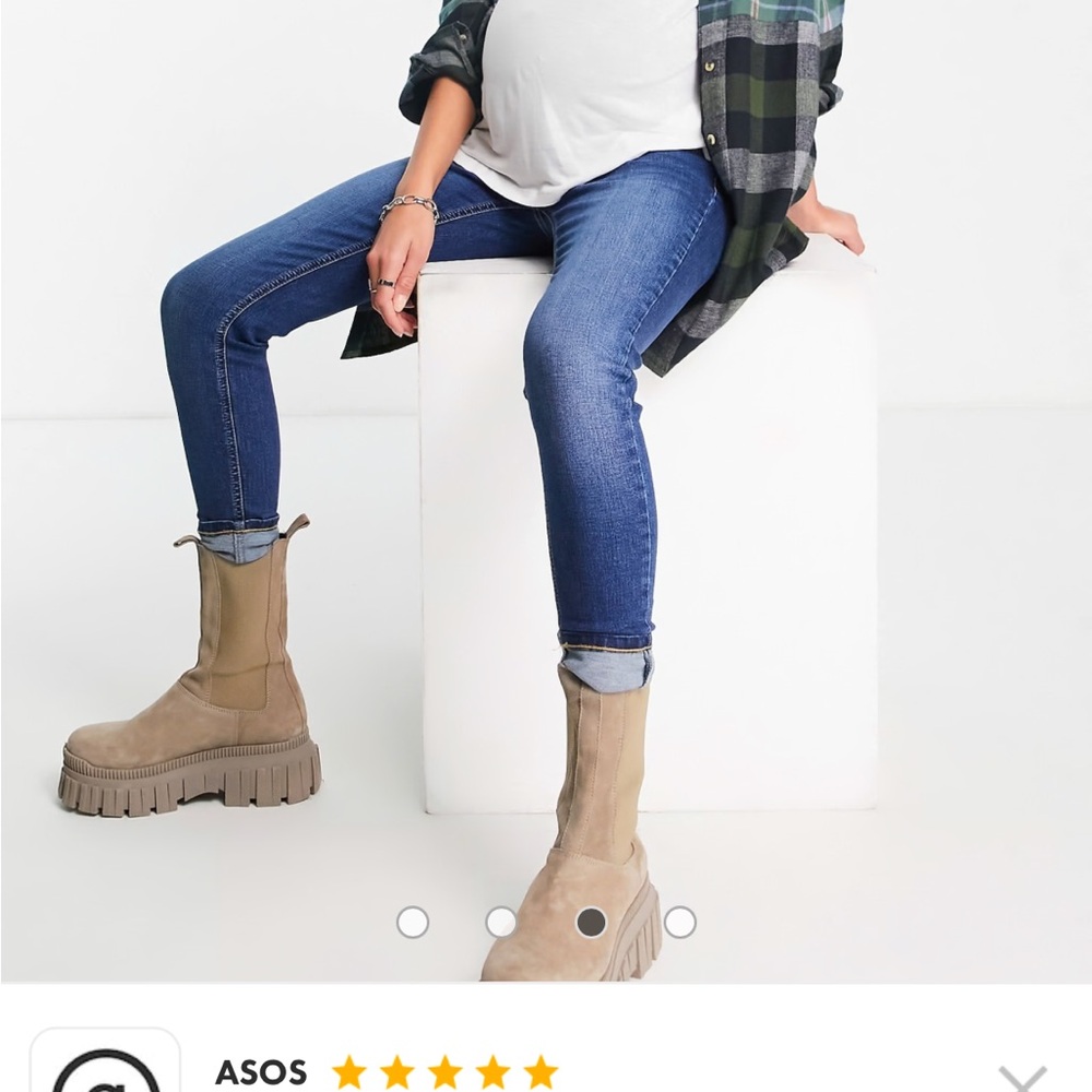 Maternity Denim Blue Frayed Hem Jeans, Topshop, "Jamie" Jeans, 26" waist